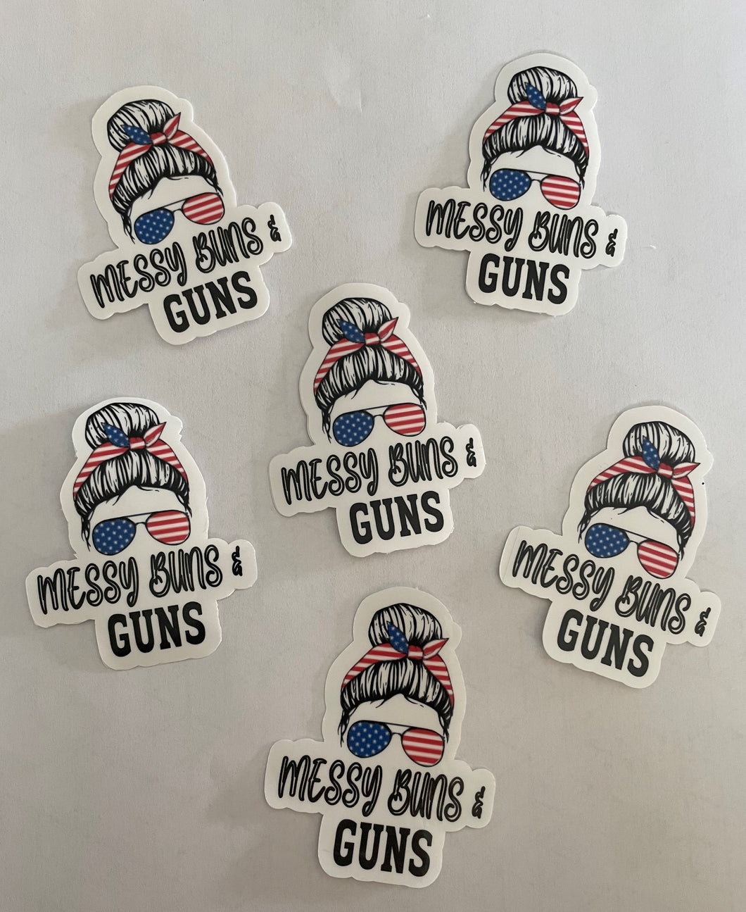 Messy Buns And Guns Sticker